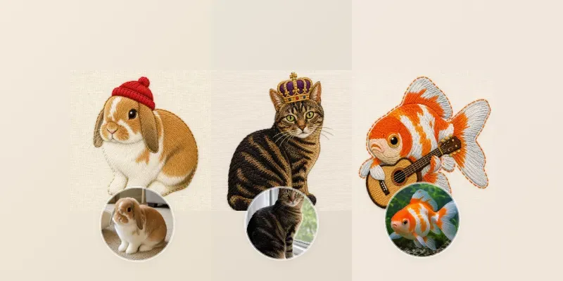 Handembroidery Style Pet Portraits generated by undefined
