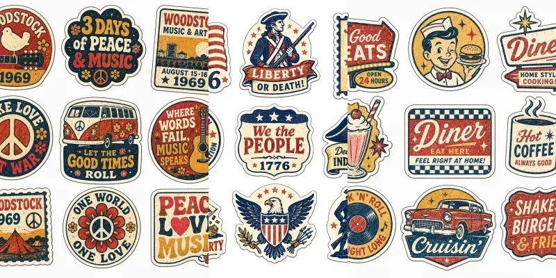 Usa History Risograph Sticker Packs generated by undefined