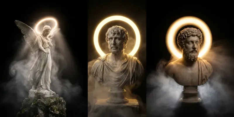 Ethereal Marble Halo Statues generated by undefined