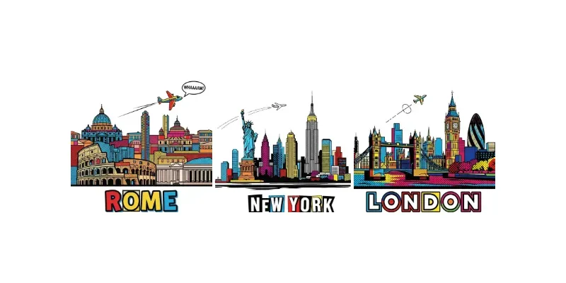 Retro Popart City Skyline Posters