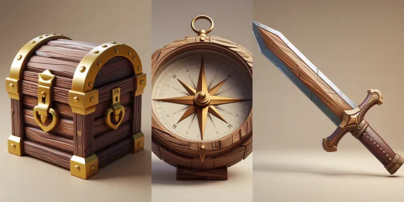 Stylized 3D Wooden Game Assets generated by undefined