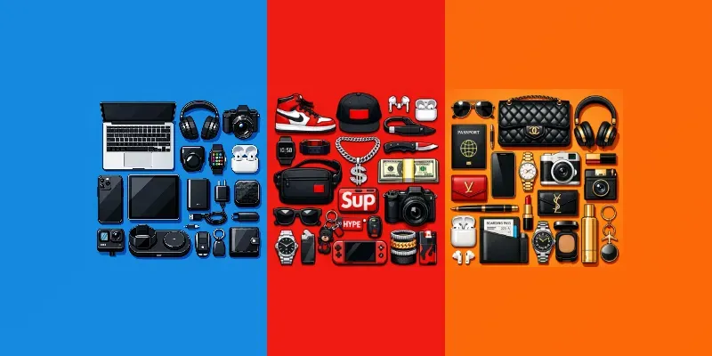 Luxury Everyday Carry Flat Lays generated by undefined