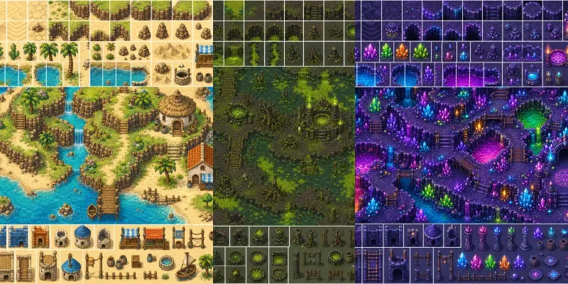 16 Bit RPG Overworld Tilesets With Studios generated by undefined