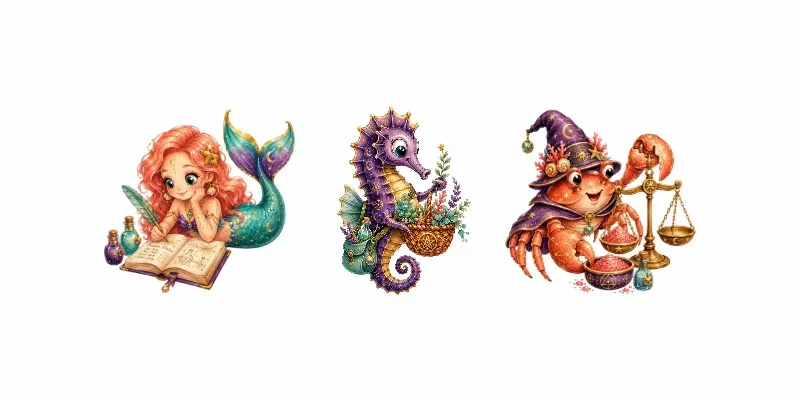 Underwater Alchemy Watercolor Cliparts generated by undefined