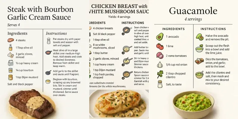 Cooking Recipe Cards generated by undefined