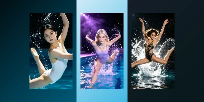 Dramatic Water Leap Portraits generated by undefined