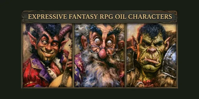 Expressive Fantasy RPG Oil Characters generated by undefined