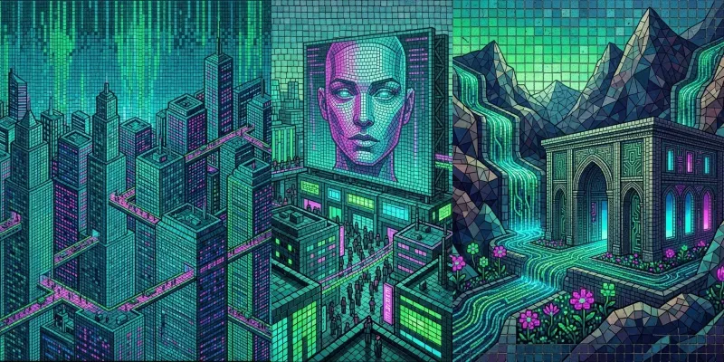 Cyberpunk Mosaic Pixel Art generated by undefined