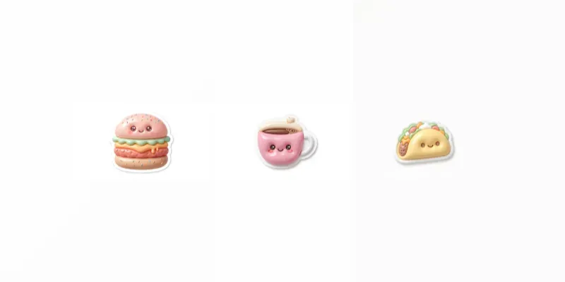 Cute 3D Puffy Food Stickers generated by undefined