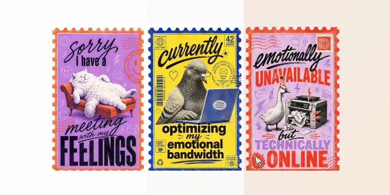Ironic Zine Office Stamp Animal Posters generated by undefined