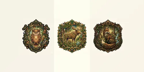 Fantasy Forest Creature Emblems generated by gemini-image