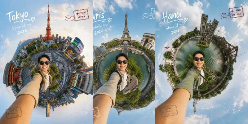 Tiny Planet Travel Selfies generated by undefined