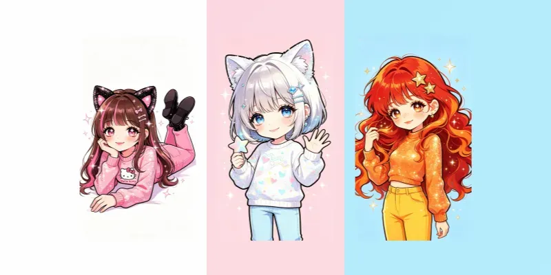 Kawaii Cartoon Girls generated by undefined
