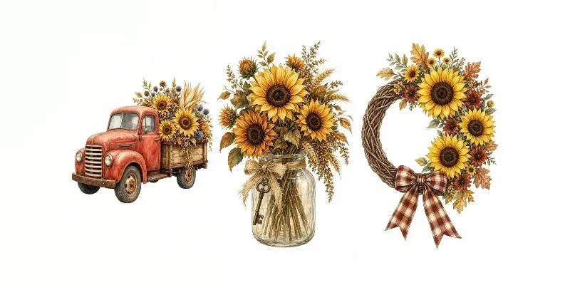 Sunflower Clipart 100 Packs For Etsy generated by undefined