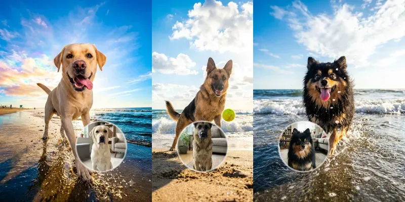 Beach Adventure Pet Portraits generated by undefined