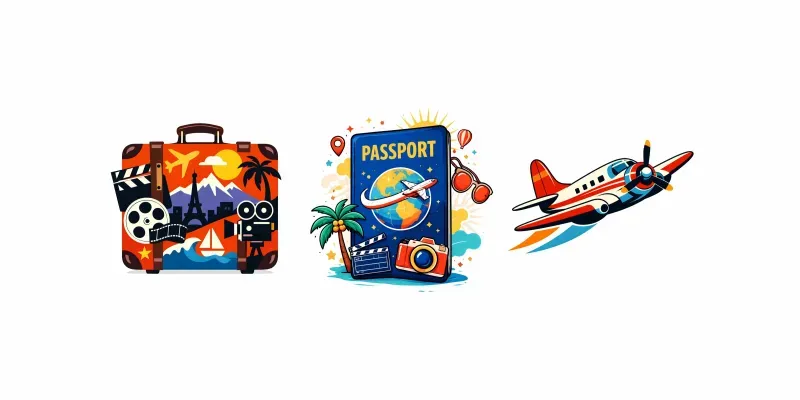 Cinematic Travel Clipart Icons generated by undefined