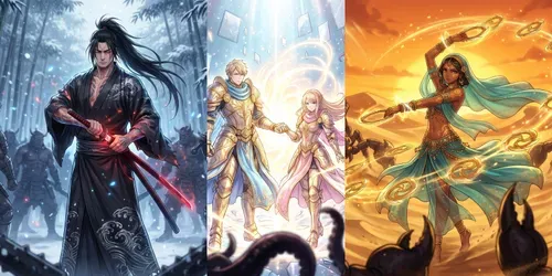 2D Anime Standoff Illustrations generated by gemini-image