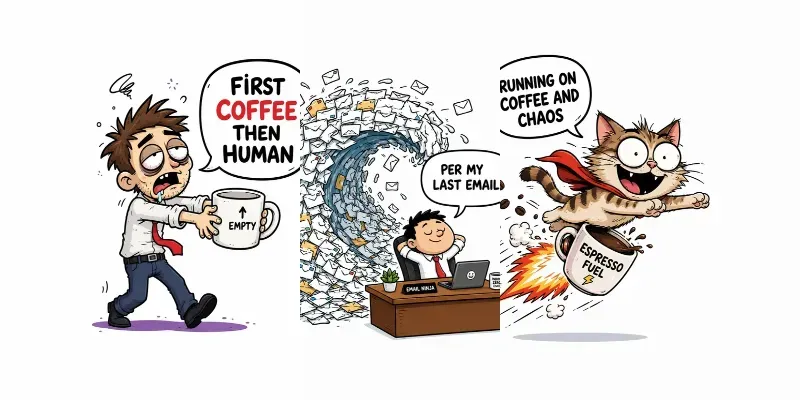 Witty Coffee Daily Struggle Comics generated by undefined