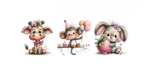 Whimsical Party Animals Clip Art generated by midjourney