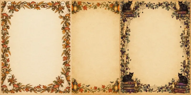 Vintage Halloween Journal Page Borders