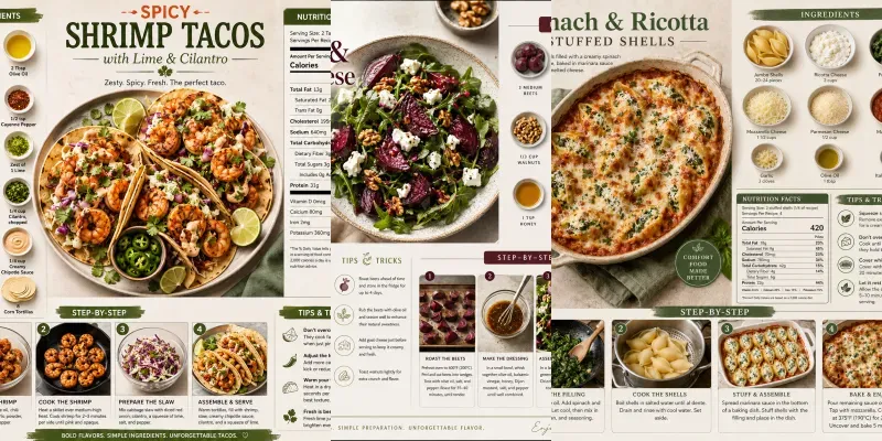 Professional Recipe Infographics generated by undefined