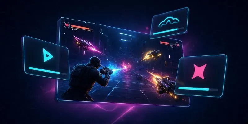 Neon Roguelite Arena Shooter Build Chain