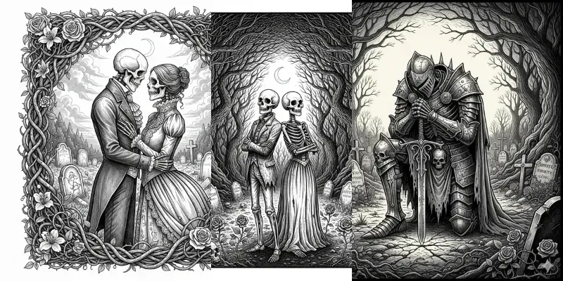 Gothic Memento Mori Pose Variations generated by undefined