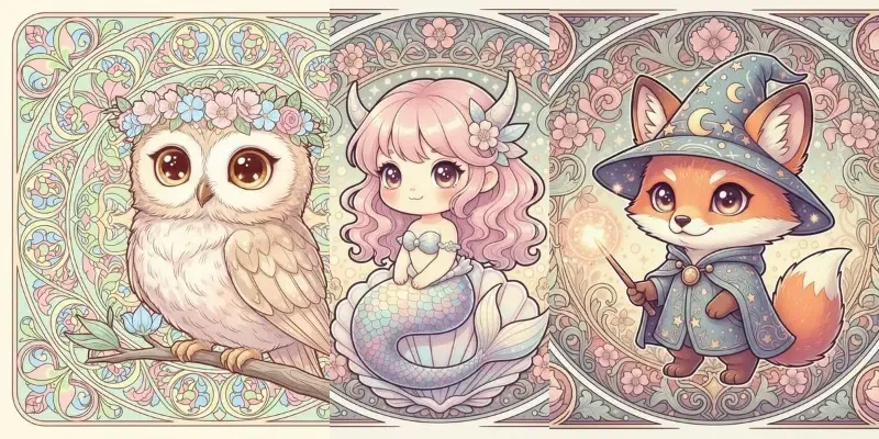 Art Nouveau Cute Characters generated by undefined