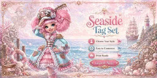 Seaside Steampunk Girl Product Tags generated by midjourney