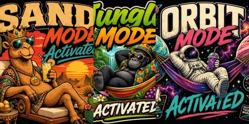 Vacation Mode Activated Funny Retros generated by chatgpt-image