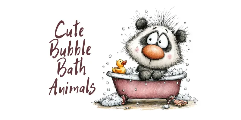 Whimsical Bubble Bath Animals Clipart generated by undefined