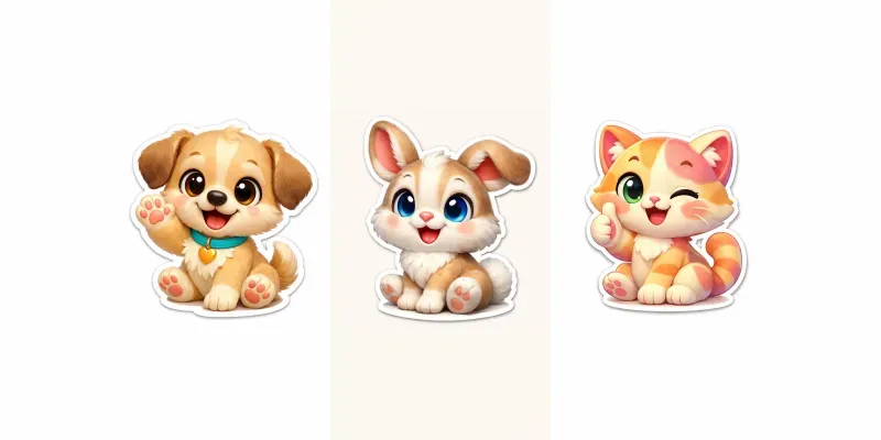 Cute 3D Animal Mascot Sticker Emojis generated by undefined