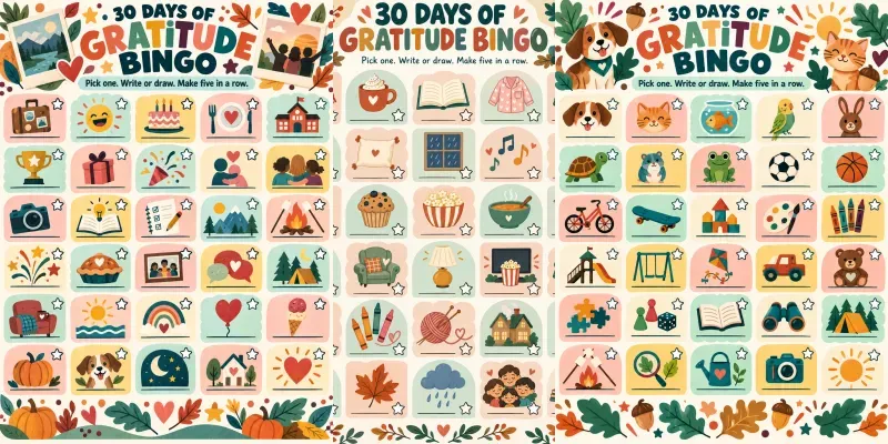 Kids Gratitude Bingo Challenges generated by undefined