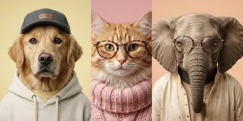 Quirky Animal Fashion Portraits generated by gemini-image
