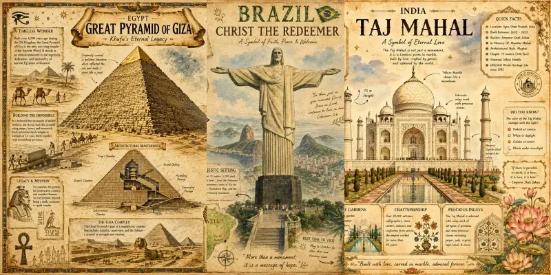 Vintage Travel Facts Poster Packs generated by undefined