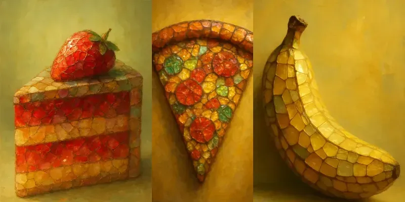 Surreal Mosaictilesstyle Food generated by undefined