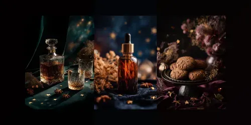 Moody Gothmas Holiday Product Photography generated by midjourney