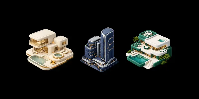 Luxury Real Estate 3D App Icon Assets generated by undefined