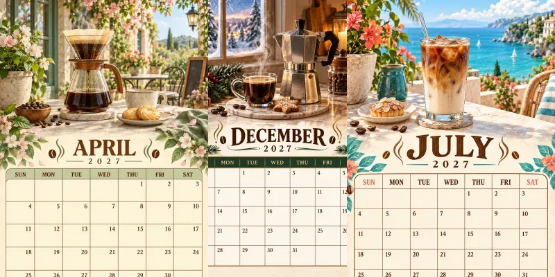 Coffee Lover 2027 Calendar Pages