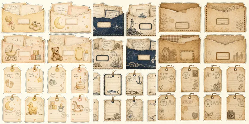 Junk Journal Pocket Tag Set generated by undefined