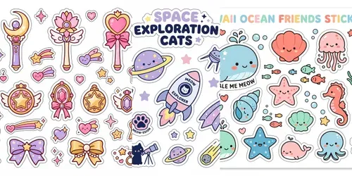 Kawaii Sticker Sheet Packs generated by gemini-image