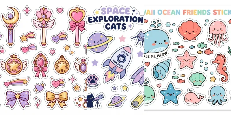 Kawaii Sticker Sheet Packs generated by undefined