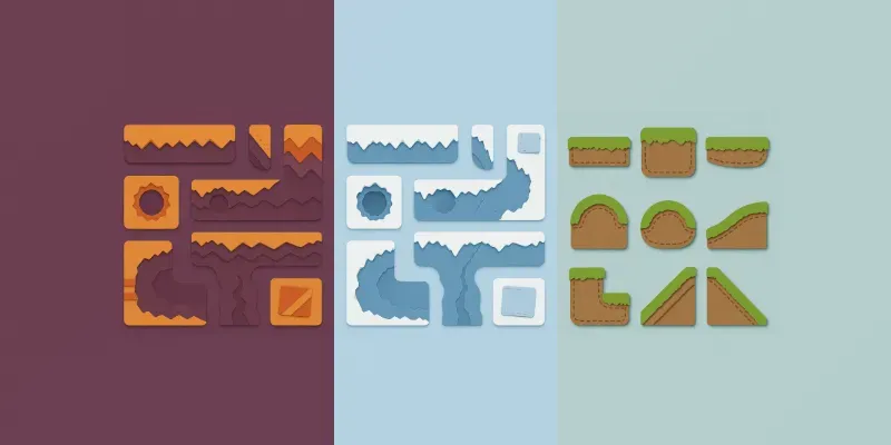 2D Paper Cutout Platform Tiles Packs generated by undefined