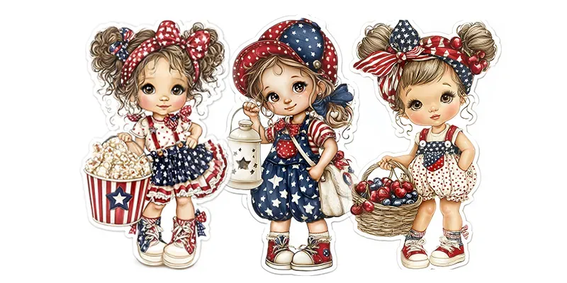 Cute Patriotic Girl Sticker Cliparts generated by undefined