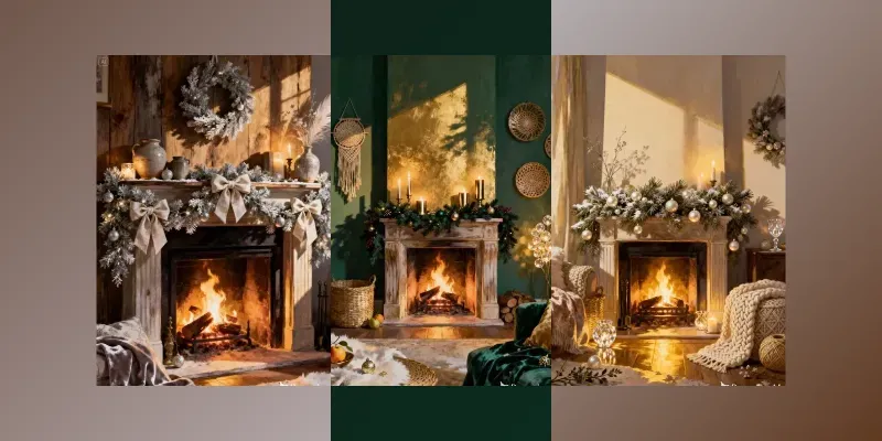 Cozy Christmas Fireplace Illustrations generated by undefined