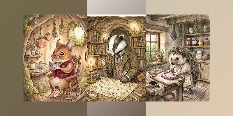 Vintage Animal Storybook Watercolor Art
