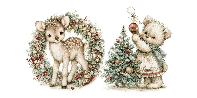 Vintage Christmas Kids Story Cliparts generated by undefined