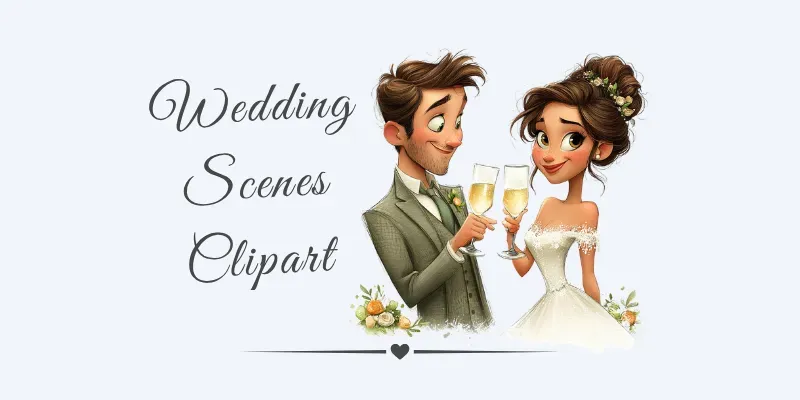 Watercolor Wedding Scenes Clipart