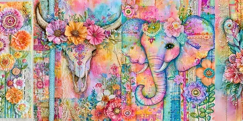 Bohemian Rainbow Scrapbook Ephemera Pages generated by midjourney