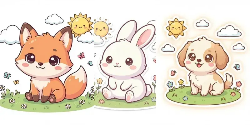 Cute Kawaii Animal Sticker Illustrations generated by undefined